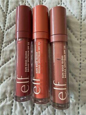 ELF Sun Boss Gloss Trio - Deep Red, Coral Orange, Nude Pink